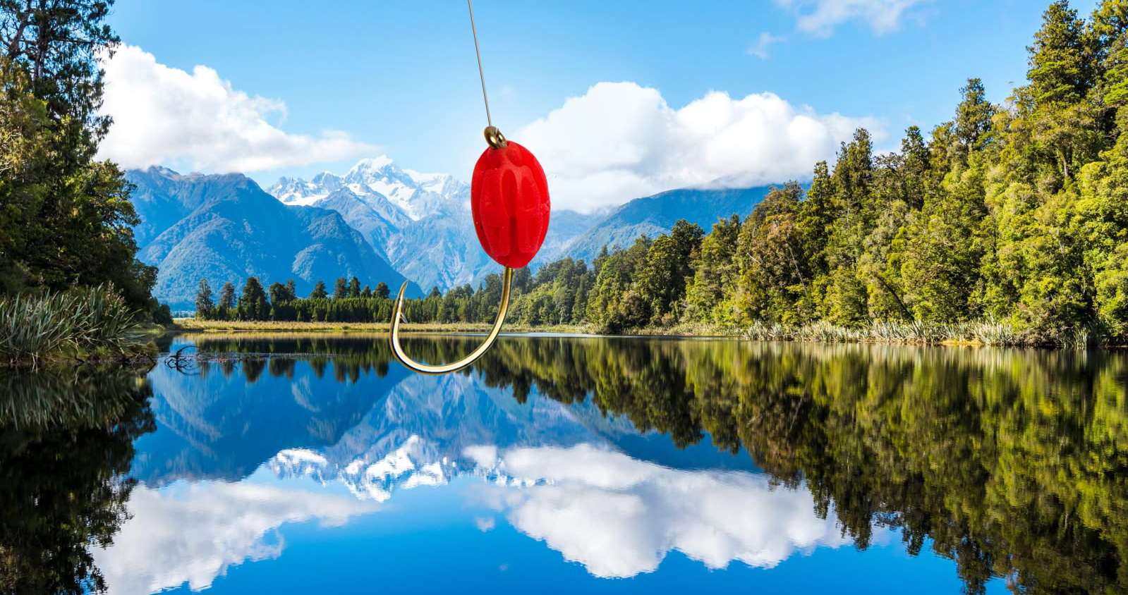 hero image of a lake and lure